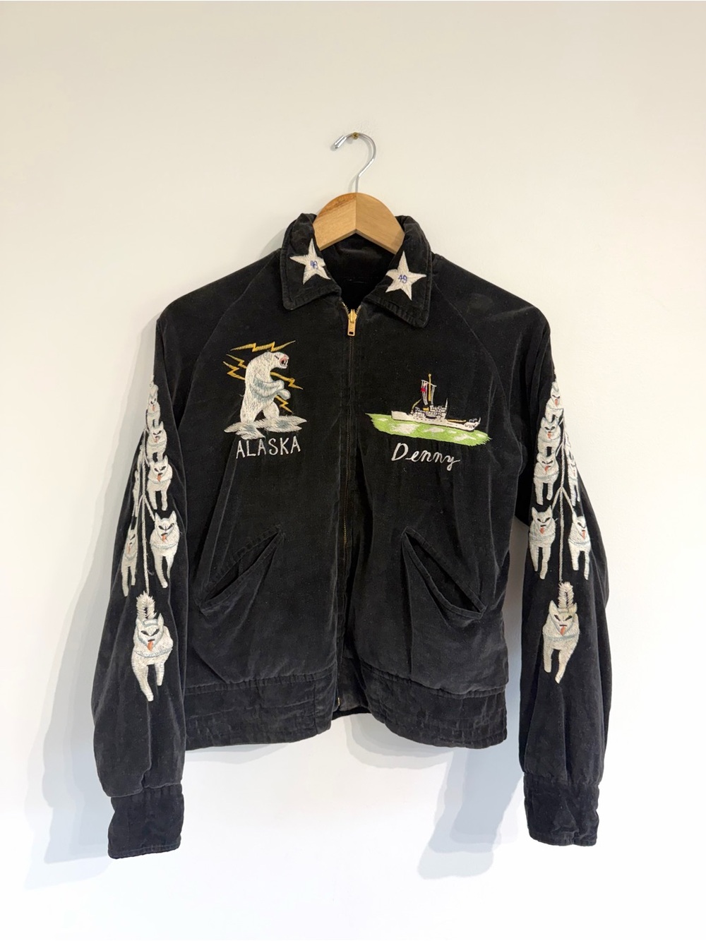 Vintage 1950s Alaska the last frontier reversible velour embroidered jacket - Picture 2 of 15